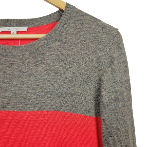 41 Hawthorn Demi Pullover Sweater Size L Red Gray Colorblock Checkered Angora - Picture 2 of 5